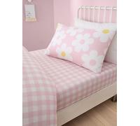Bedlam - Drap de lit Rose à Carreaux - Drap-Housse Simple (190 x 90 x 25 cm) - Drap-Housse à Carreaux Vichy en Rose - Literie Florale pour Filles - Accessoires de Chambre à Coucher - Drap de lit avec