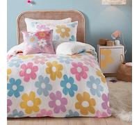 Bedlam - Housse de Couette Polaire Fleurie - 200 x 140 cm - 1 taie d'oreiller - Réversible - Literie Polaire Douce et Douillette pour Filles - Housse de Couette Florale - Parure de lit Polaire Enfant