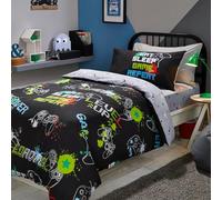 Bedlam - Housse de Couette Gaming Noire - 200 x 200 cm - 2 taies d'oreiller - Literie Qui Brille dans Le Noir - Motifs réversibles - Literie de Jeu - Housse de Couette Gamer en Noir - Chambre de Jeu