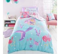 Bedlam - Housse de Couette sirène - 200 x 140 cm - 1 taie d'oreiller - Motifs réversibles - Housse de Couette Animaux Marins pour Filles - Literie sirène pour Filles - Décoration de Chambre sirène
