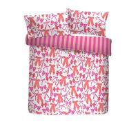Bedlam Parure de lit Double 100% Polyester (60% recyclé) 200x200 cm Rose et Blanc imprimé Noeud avec Revers rayé