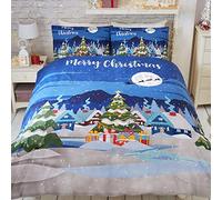 Bedlam Parure de lit phosphorescente Motif Noël Multicolore, 52% Polyester / 48% Coton, Multicolore, Double, W200cm x L200cm (Duvet Cover), W50cm x L75cm (Pillow Case)
