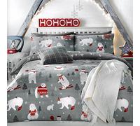 Bedlam Polar Bears Parure de lit, Polycoton, Argenté, Simple