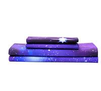 Bedlifes Heaven Home Textile Parure de lit 4 pièces avec Drap Plat, Drap-Housse et 2 taies d'oreiller Motif Galaxie étoilée 3D (Violet pour lit Double)