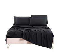 Bedlifes Parure de lit Queen Size - 6 pièces - 100% Microfibre - Draps Ultra Doux Soyeux et rafraîchissants - Série 1800 - Infroissable - avec Poche Profonde - Drap Plat et 4 taies d'oreiller - Noir