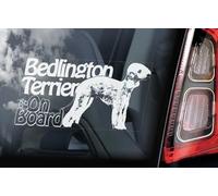 Bedlington Autocollant pour fenêtre de voiture Motif terrier terrier Blanc 190 x 100 mm