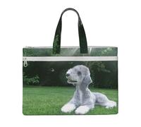 Bedlington Terrier Chiens drôles Chiens à fourrure Animaux de compagnie,Sac à documents en toile avec fermeture éclair, sac fourre-tout, porte-documents pour l'école et le bureau