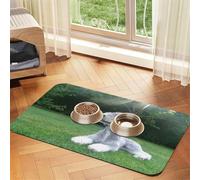 Bedlington Terrier Chiens drôles Chiens à Fourrure Animaux de Compagnie,Tapis d'alimentation pour Animaux de Compagnie, Sets de Table en Cuir PU pour Chats et Chiens,30x45cm