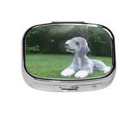 Bedlington Terrier Pilulier à 2 compartiments pour chiens et animaux de compagnie, organiseur portable