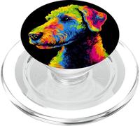 Bedlington Terrier Visage coloré pour Amoureux des Chiens Noir PopSockets PopGrip pour MagSafe