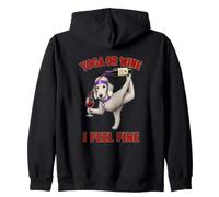 Bedlington Terrier Yoga ou Wine I Feel Fine - DIGOR Funny Sweat à Capuche