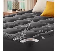 Bedlore Surmatelas 160 X 200 cm en Viscose De Fibre De Bambou avec Poches Extensibles pour Matelas De 40 cm, Surmatelas Moelleux pour Soulager Les Maux De Dos (Gris foncé)