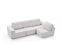 BEDOIN Canapé Modulaire Surdimensionné, Canapés Rembourrés en Forme De L Moderne, avec Pouf Et Chaise, Rempli Duvet Coton, Lit Convertible Combinable Librement, pour Salon White-275 * 100 * 85cm