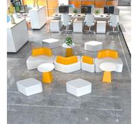 BEDOIN Ensemble de canapé créatif avec table basse, canapé sectionnel commercial, canapé siège de bureau, tissu imperméable, pour bureau/zone de réception/zone d'attente, blanc-jaune, 4,2 x 4 m