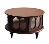 BEDOIN Ensemble de table basse rétro en bois massif de style français pour salon de petite taille, sensation de luxe et haut de gamme, table basse ronde de style moyen A1