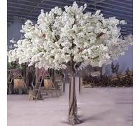 BEDOIN Faux cerisier artificiel en fleurs de cerisier - Style japonais - Décoration de fenêtre d'hôtel ou de bureau - Blanc - 1 m x 0,9 m