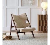 BEDOIN Internet Celebrity Chaise de loisirs tricotée rétro vintage en bois massif Crème Style peau d'agneau