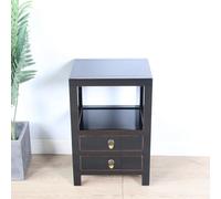 BEDOIN Meuble de Table à Deux tiroirs Chinois, Meuble de Rangement de Chevet, Table Basse de canapé, Tables de Nuit compactes pour Salon et Chambre à Coucher black-40 * 32 * 60cm