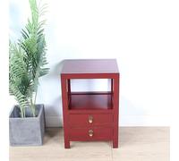 BEDOIN Meuble de Table à Deux tiroirs Chinois, Meuble de Rangement de Chevet, Table Basse de canapé, Tables de Nuit compactes pour Salon et Chambre à Coucher red2-40 * 32 * 60cm