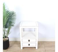 BEDOIN Meuble de Table à Deux tiroirs Chinois, Meuble de Rangement de Chevet, Table Basse de canapé, Tables de Nuit compactes pour Salon et Chambre à Coucher White-40 * 32 * 60cm