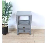 BEDOIN Meuble de Table à Deux tiroirs Chinois, Meuble de Rangement de Chevet, Table Basse de canapé, Tables de Nuit compactes pour Salon et Chambre à Coucher grey-40 * 32 * 60cm