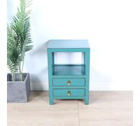 BEDOIN Meuble de Table à Deux tiroirs Chinois, Meuble de Rangement de Chevet, Table Basse de canapé, Tables de Nuit compactes pour Salon et Chambre à Coucher green1-40 * 32 * 60cm