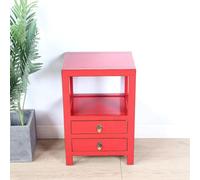 BEDOIN Meuble de Table à Deux tiroirs Chinois, Meuble de Rangement de Chevet, Table Basse de canapé, Tables de Nuit compactes pour Salon et Chambre à Coucher red1-40 * 32 * 60cm