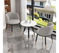 BEDOIN Table basse ronde et chaises de salon 3 pièces, table et chaises, avec pieds en métal pour cuisine, salon, chambre à coucher, gris, 2-60 x 50 x 64 cm