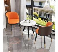 BEDOIN Table basse ronde et chaises de salon 3 pièces, table et chaises, avec pieds en métal pour cuisine, salon, chambre à coucher, orange, 2-60 x 50 x 64 cm