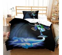 BEDPOCHY 3D, Imprimé Luigi's Ensemble De Literie avec Microfibre Super Douce Et Respirante Housse De Couette 3 Pièces avec Taies d'oreiller Single(135x200cm)