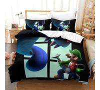 BEDPOCHY 3D, Imprimé Luigi's Ensemble De Literie avec Microfibre Super Douce Et Respirante Housses De Couettes 3 Pièces avec Taies d'oreiller King(220x240cm)