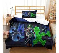 BEDPOCHY 3D, Imprimé Luigi's Ensemble De Literie Microfibre Super Douce Et Respirante Housse De Couette 3 Pièces Et Taie d'oreiller Single(135x200cm)