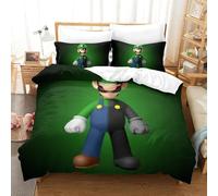 BEDPOCHY 3D, Imprimé Luigi's Ensemble De Literie Microfibre Super Douce Et Respirante Housses De Couettes 3 Pièces Et Taie d'oreiller King(220x240cm)