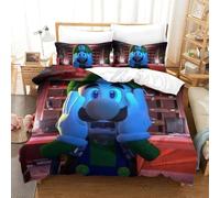 BEDPOCHY 3D, Imprimé Luigi's Ensemble De Literie Microfibre Super Douce Et Respirante Housses De Couettes 3 Pièces avec Taies d'oreiller King(220x240cm)