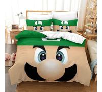 BEDPOCHY 3D, Imprimé Luigi's Ensemble De Literie Microfibre Super Douce Et Respirante Set De Housse De Couette 3 Pièces Et Taie d'oreiller Single(140x200cm)