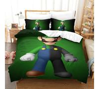 BEDPOCHY 3D, Imprimé Luigi's Ensemble De Literie Microfibre Super Douce Et Respirante Sets De Housses De Couettes 3 Pièces Et Taie d'oreiller Single(140x200cm)