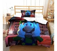 BEDPOCHY 3D, Imprimé Luigi's Literie en Microfibre Super Douce Et Respirante Set De Housse De Couette 3 Pièces Et Taie d'oreiller Single(135x200cm)