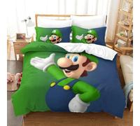 BEDPOCHY 3D, Imprimé Luigi's Literie en Microfibre Super Douce Et Respirante Sets De Housses De Couettes 3 Pièces Et Taie d'oreiller King(220x240cm)
