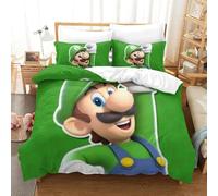 BEDPOCHY 3D, Imprimé Luigi's Parure De Lit Microfibre Super Douce Et Respirante Housses De Couettes 3 Pièces Et Taie d'oreiller Super King(260x220cm)