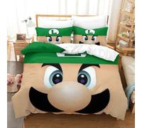 BEDPOCHY 3D, Imprimé Luigi's Parure De Lit Microfibre Super Douce Et Respirante Sets De Housses De Couettes 3 Pièces Et Taie d'oreiller Double(200x200cm)