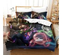 BEDPOCHY Imprimé 3D Luigi's Ensemble De Literie avec Microfibre Super Douce Et Respirante Housse De Couette 3 Pièces Et Taie d'oreiller King(220x240cm)