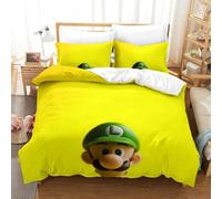 BEDPOCHY Imprimé 3D Luigi's Ensemble De Literie avec Microfibre Super Douce Et Respirante Set De Housse De Couette 3 Pièces avec Taies d'oreiller Single(140x200cm)