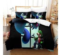 BEDPOCHY Imprimé 3D Luigi's Parure De Lit Microfibre Super Douce Et Respirante Housse De Couette 3 Pièces Et Taie d'oreiller Single(140x200cm)