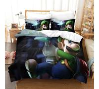 BEDPOCHY Imprimé 3D Luigi's Parure De Lit Microfibre Super Douce Et Respirante Housses De Couettes 3 Pièces Et Taie d'oreiller Super King(260x220cm)