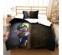 BEDPOCHY Imprimé 3D Luigi's Parure De Lit Microfibre Super Douce Et Respirante Sets De Housses De Couettes 3 Pièces avec Taies d'oreiller Single(135x200cm)