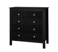 Bedroom drawer cabinet, modern storage cabinet, with five large drawers, ample storage space, suitable for living room, dining room or bedroom. 120 length x 77 width x 40 height (cm) (Black+5 drawers)