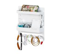 Bedroom Floating Shelves - 1x Wall Mount Shelf | Wall Stick On Rack | Floating Bathroom Storage Racks, Adhesive Bedside Shelf Accessories Organizer With Hooks And Cable Clips For Desk, Bathroom