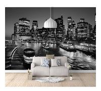 Bedroom Mural Self-adhesive Wallpaper 3D Black and white night view of city buildings 100x70cm Photo Modern Living Room Wall Background Tv Sofa Study Home Decoration Art