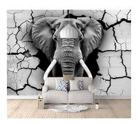 Bedroom Mural Self-adhesive Wallpaper 3D Fantasy animal elephants pierce walls 100x70cm Photo Modern Living Room Wall Background Tv Sofa Study Home Decoration Art