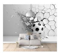 Bedroom Mural Self-adhesive Wallpaper 3D Football sports pierce through the walls in gray 100x70cm Photo Modern Living Room Wall Background Tv Sofa Study Home Decoration Art